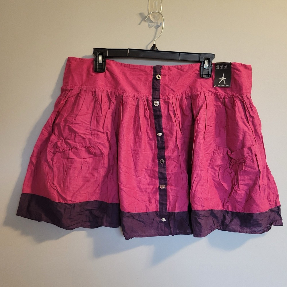 Atmosphere Skirt Woman's Size 20 Pink Purple Front Button Mini NWT